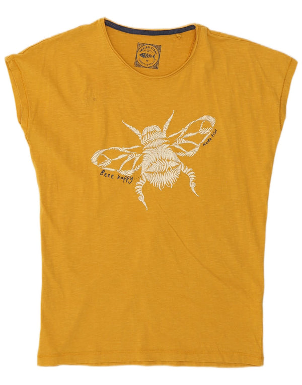 Weird Fish Grafik-T-Shirt für Damen, UK 10, Größe S, Gelb, Baumwolle