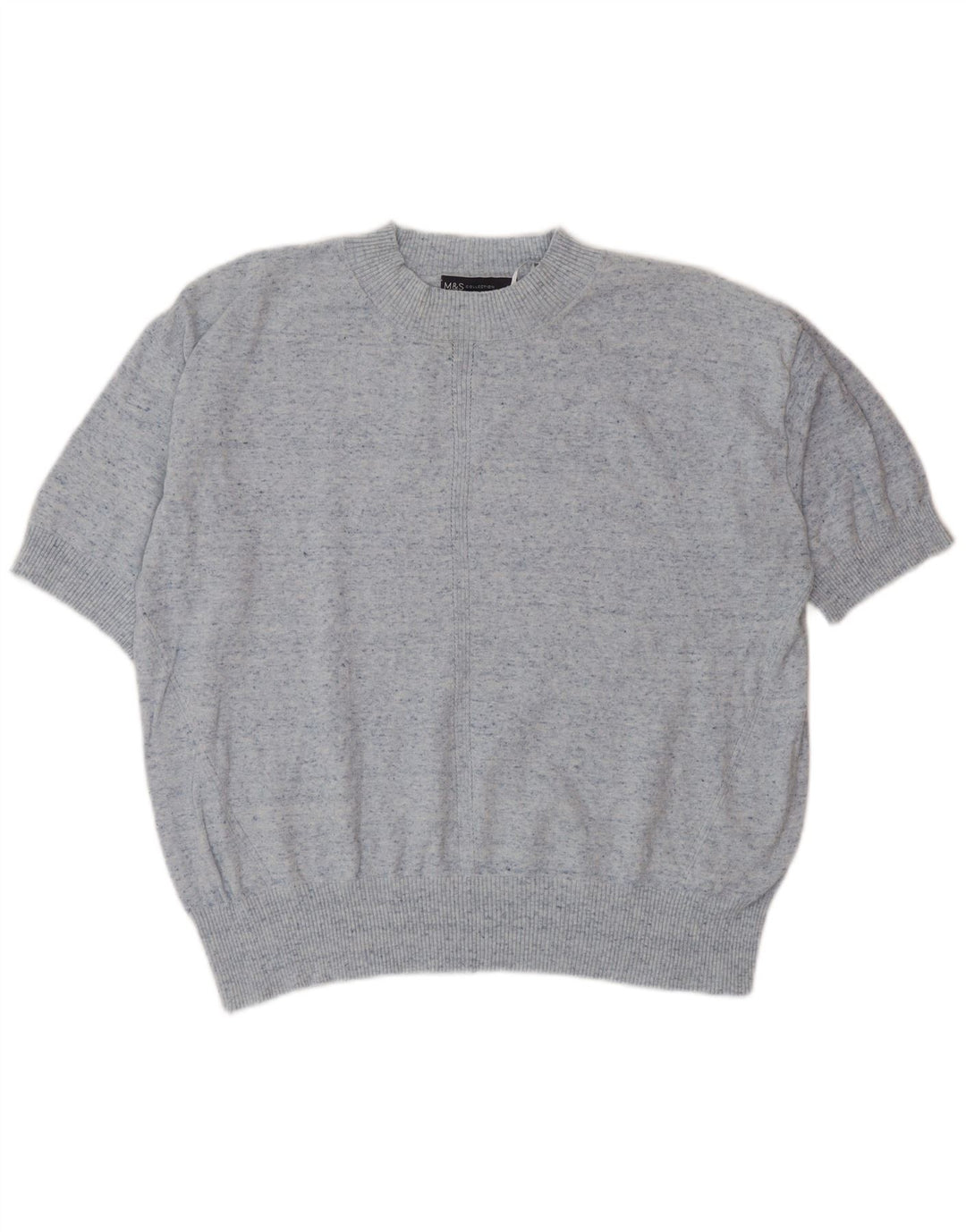 Marks & Spencer Damen-Pullover mit Rundhalsausschnitt, Gr. 14, Mittelblau meliert