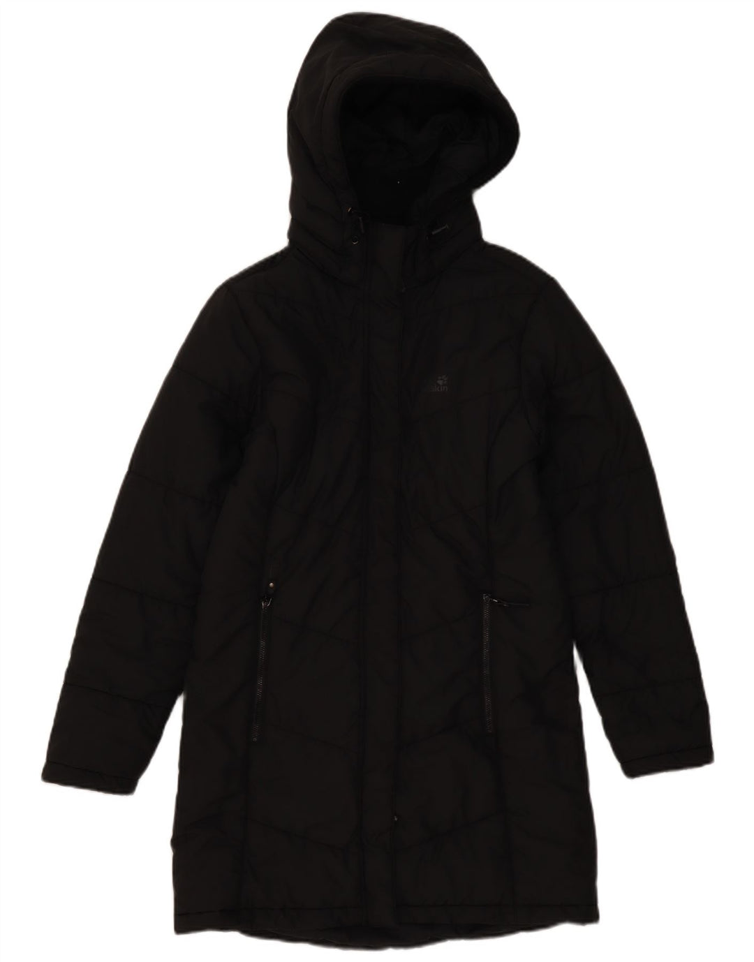 Jack Wolfskin Damen Kapuzenmantel, gepolstert, UK 8/10, Größe S, Schwarz, Polyester