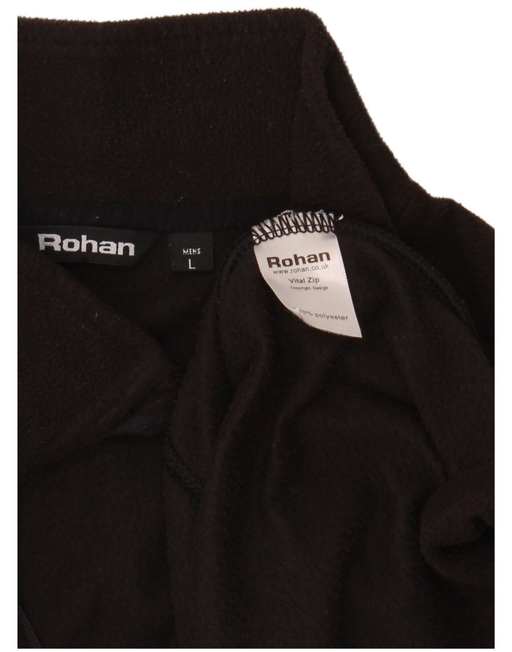 ROHAN Herren-Fleecepullover mit Reißverschluss am Hals, groß, aus schwarzem Polyester