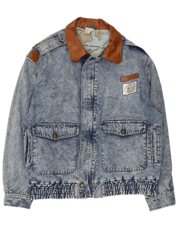 John F Gee Herren-Jeansjacke mit Grafik, UK 44, 2XL, Blau, Colourblock-Baumwolle