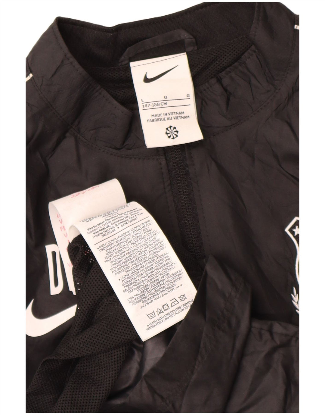 Nike Jungen-Regenjacke mit Grafik, 12–13 Jahre, groß, schwarzes Polyester