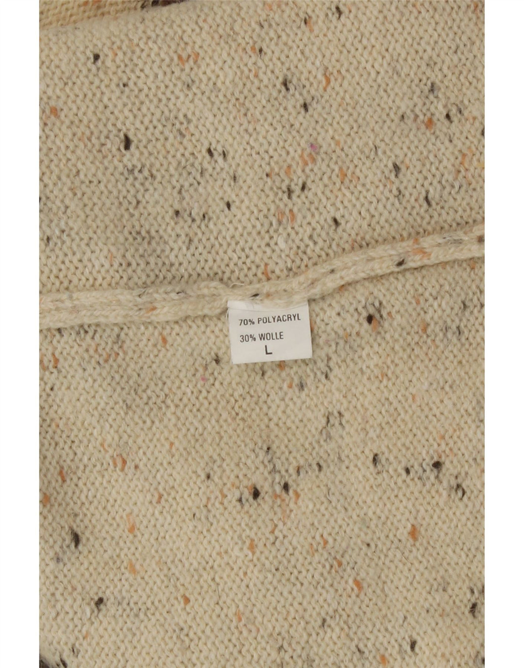 Vintage Damen Pullover mit Rundhalsausschnitt, UK 16, große beige Patchwork-Neuheit