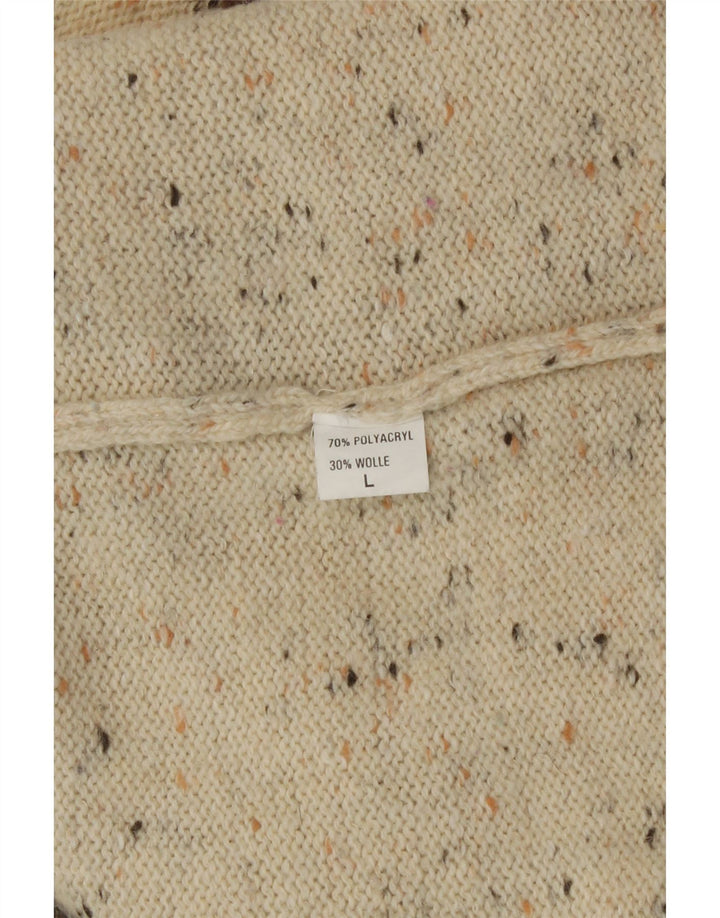 Vintage Damen Pullover mit Rundhalsausschnitt, UK 16, große beige Patchwork-Neuheit