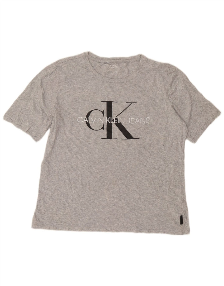 Calvin Klein Damen Grafik T-Shirt Top UK 18 XL Grau Baumwolle