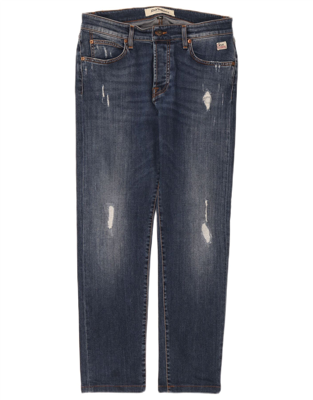 Roy Rogers Herren Distressed Slim Jeans W34 L29 Blaue Baumwolle