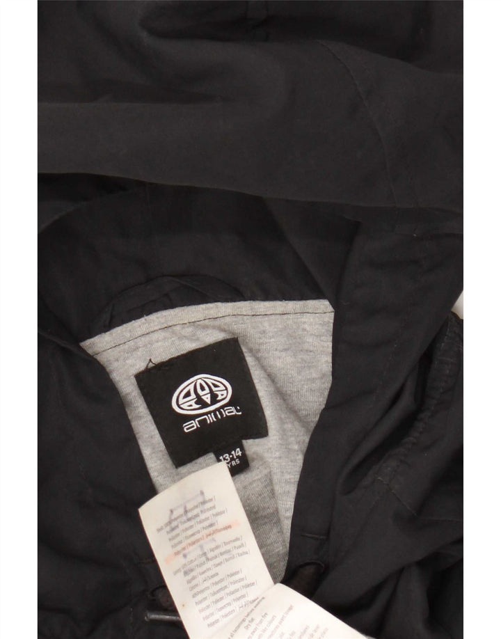 Animal-Windbreaker-Jacke mit Kapuze für Jungen, 13–14 Jahre, schwarzes Polyester