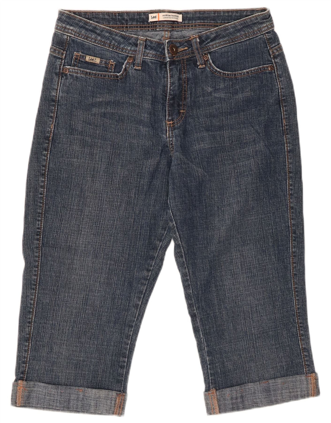 LEE Damen-Capri-Jeans mit mittelhohem Bund, US 8, mittelgroß, W29, blaue Baumwolle