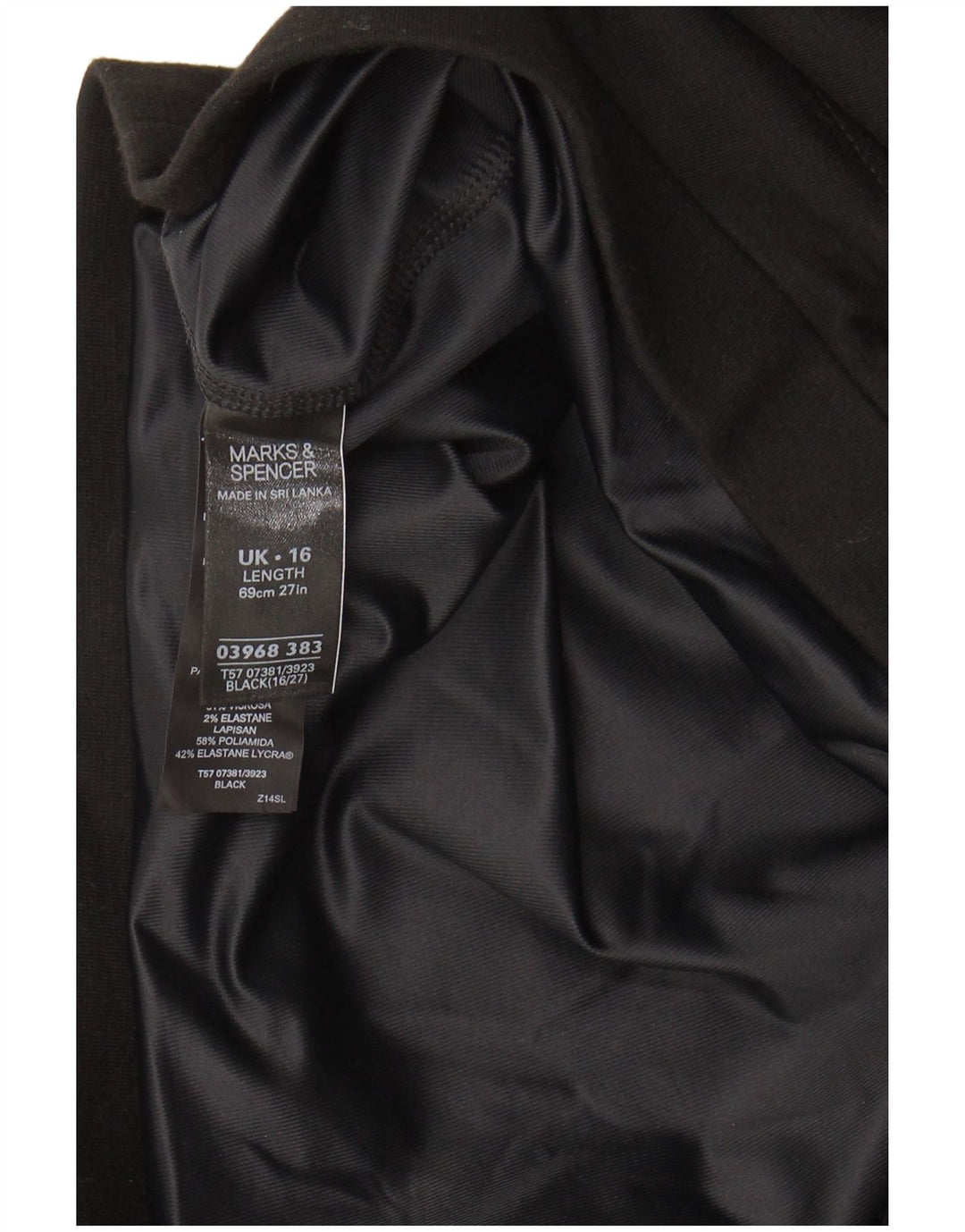 MARKS & SPENCER Womens Pencil Skirt UK 16 Large W34 Black Polyester