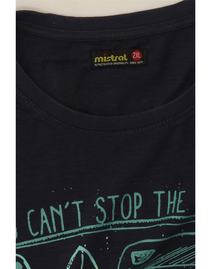 Mistral Herren Grafik T-Shirt Top 2XL Marineblau
