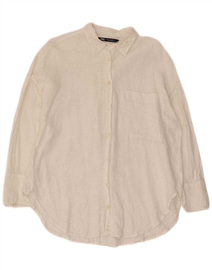 Zara Damen Übergroßes Hemd UK 6 XS Weiß