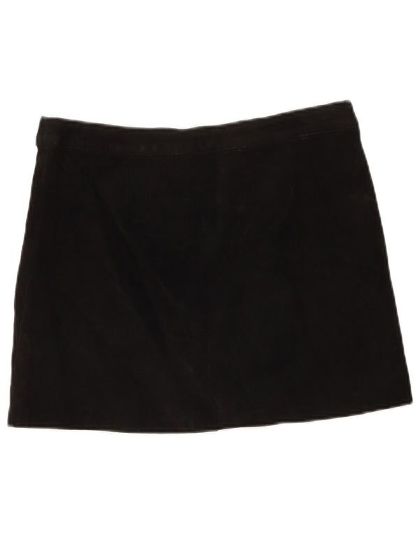 Pimkie Damen Wildleder Minirock IT 44 Medium W30 Schwarzes Leder