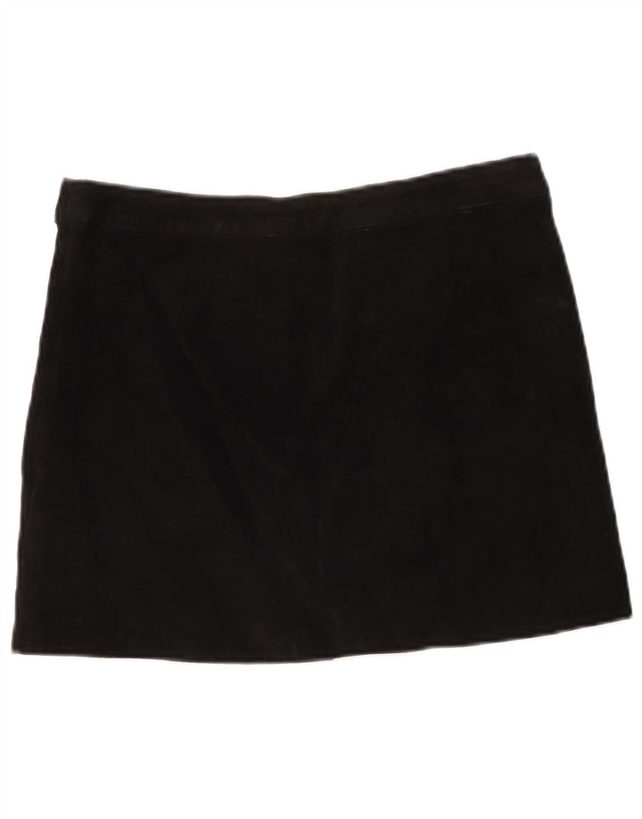 Pimkie Damen Wildleder Minirock IT 44 Medium W30 Schwarzes Leder