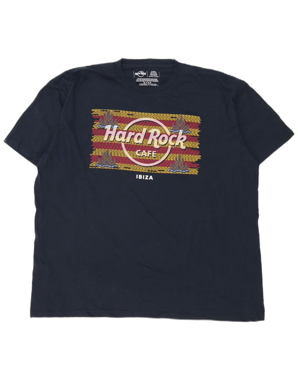 Hard Rock Cafe Herren Ibiza Grafik T-Shirt Top 2XL Marineblau Baumwolle