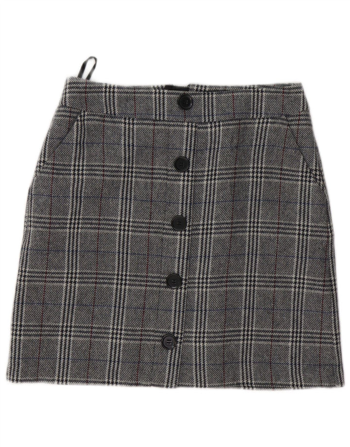 Marks & Spencer Damen Minirock UK 8 Small W28 Graues Hahnentritt-Acryl