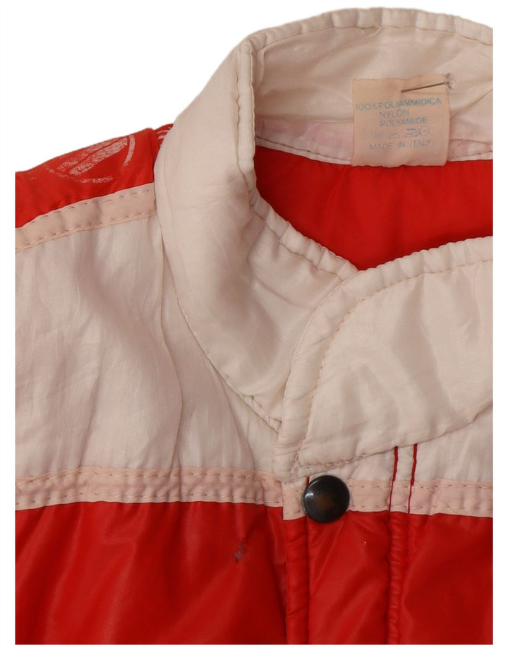 Vintage Herren Wattierte Weste UK 36 Kleines rotes Colourblock-Polyamid