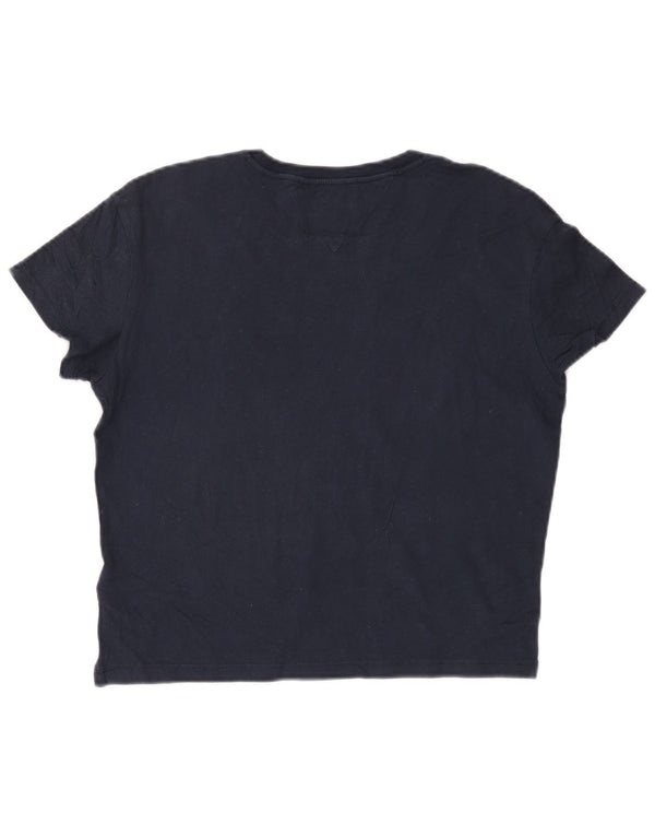 TOMMY HILFIGER Damen Übergroßes Grafik-T-Shirt-Oberteil UK 10 Small Marineblau