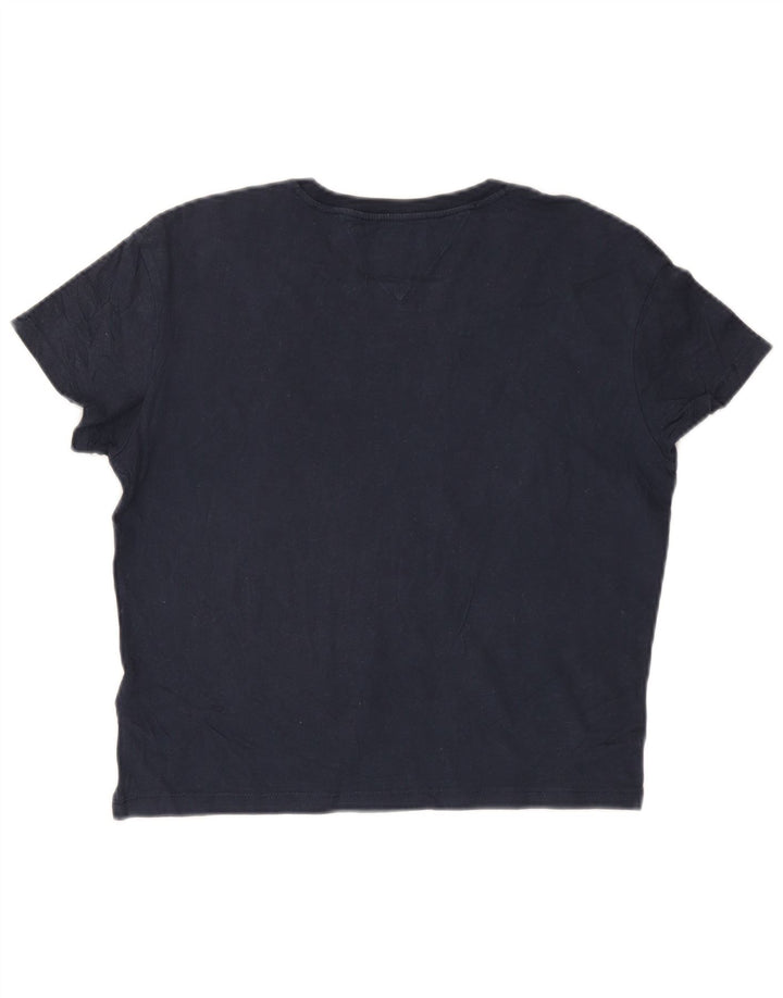 TOMMY HILFIGER Damen Übergroßes Grafik-T-Shirt-Oberteil UK 10 Small Marineblau