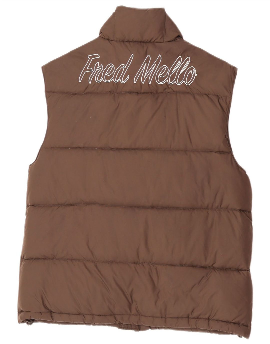Fred Mello Herren Graphic Wattierte Weste UK 40 Mittelbraunes Polyamid