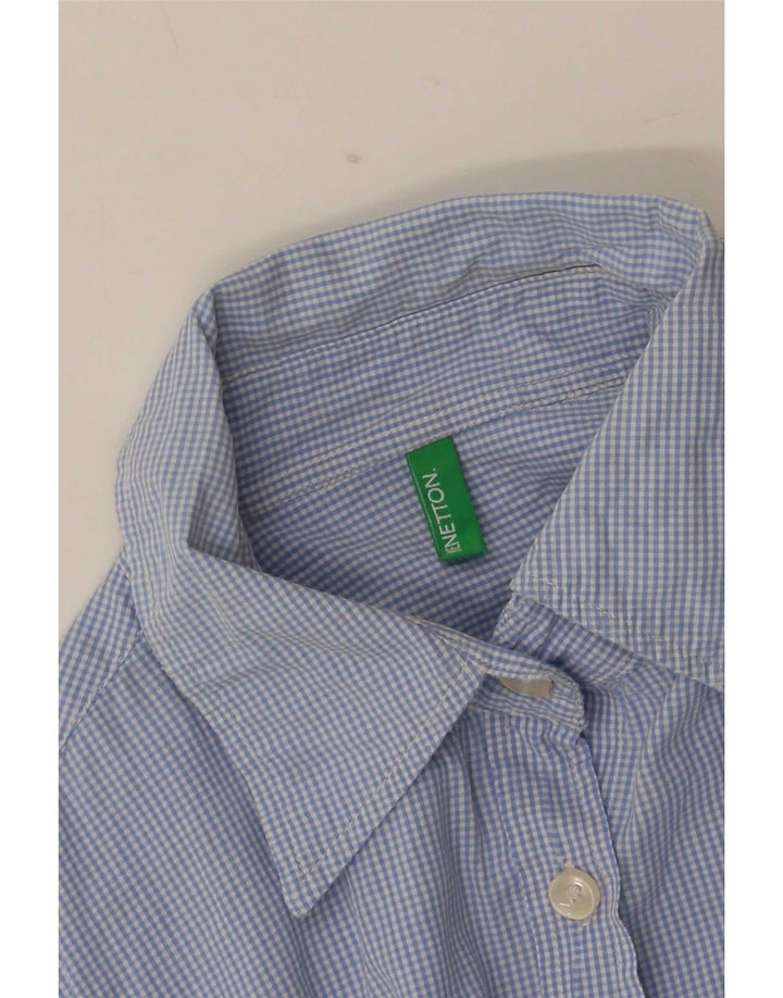 Benetton Damenhemd UK 10 Small Blue Gingham