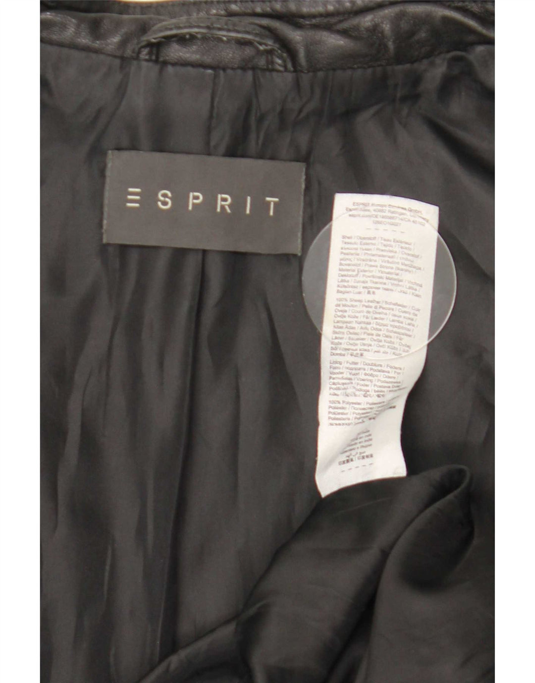 Esprit Damen-Leder-Racer-Jacke, UK 16, großes schwarzes Leder