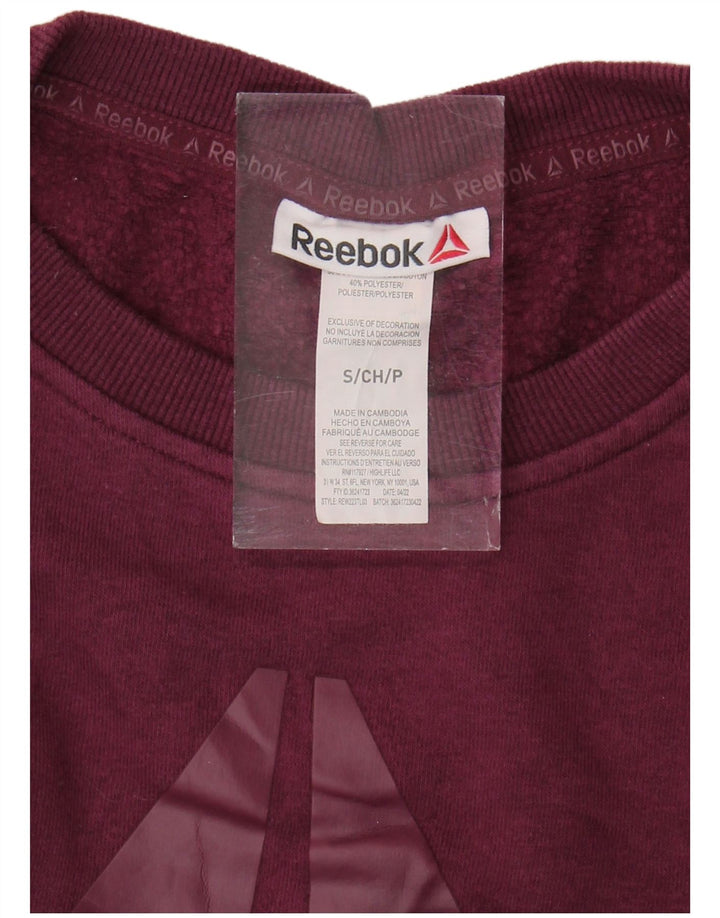 Reebok Womens Graphic Oversized Sweatshirt Pullover UK 10 Small Kastanienbraun Baumwolle