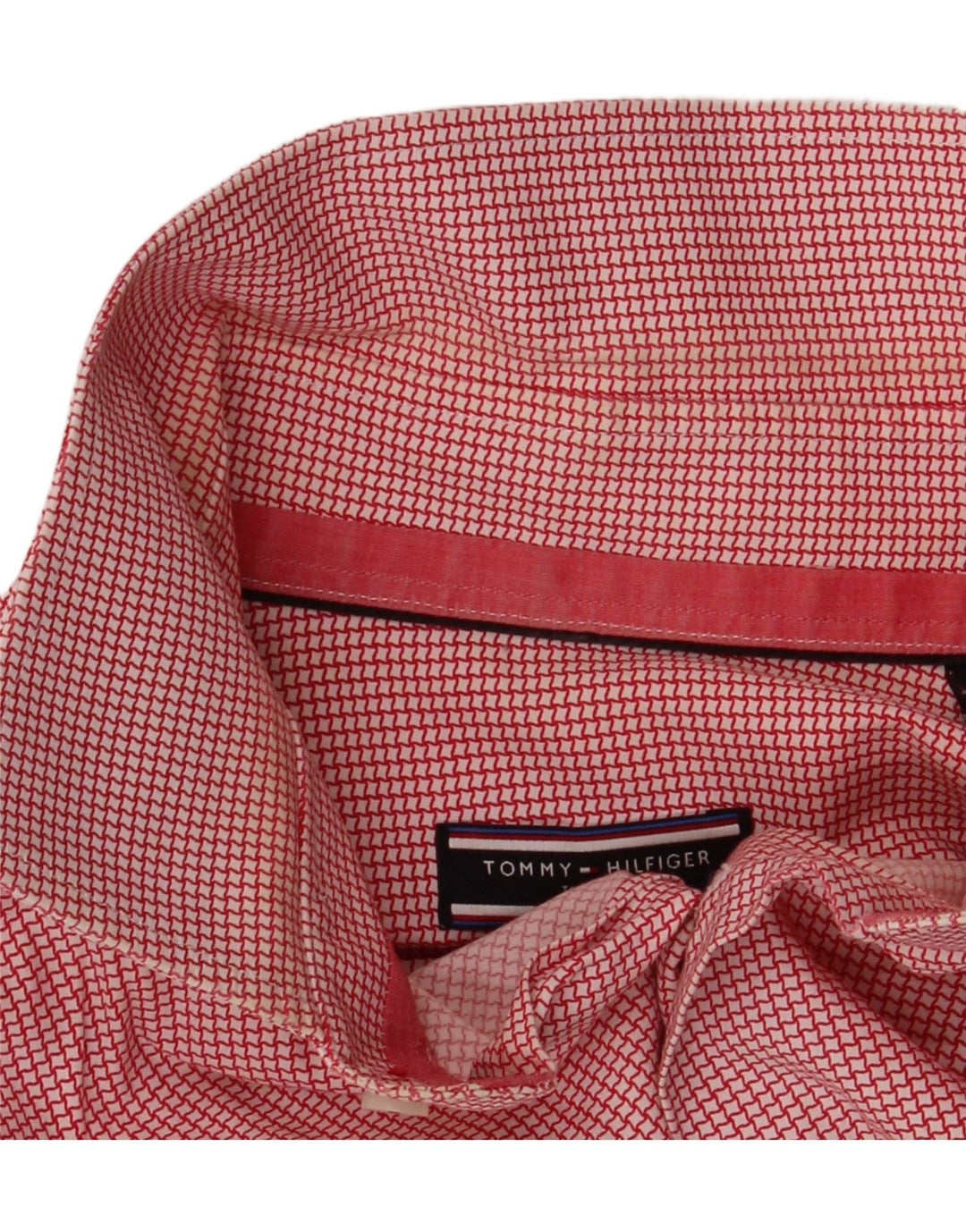 Maßgeschneidertes Herrenhemd von Tommy Hilfiger, Größe 39 15 1/2 Mittelroter Hahnentrittmuster