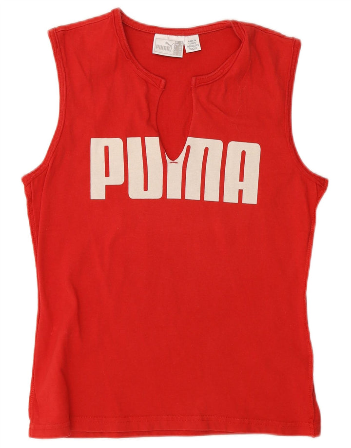 Puma Womens Graphic Vest Top UK 10 Small Rote Baumwolle