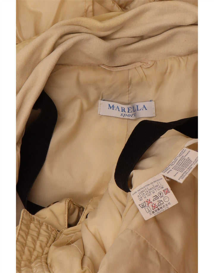 Marella Wattierte Damenjacke mit Kapuze, UK 14, Größe L, Beige, Polyamid