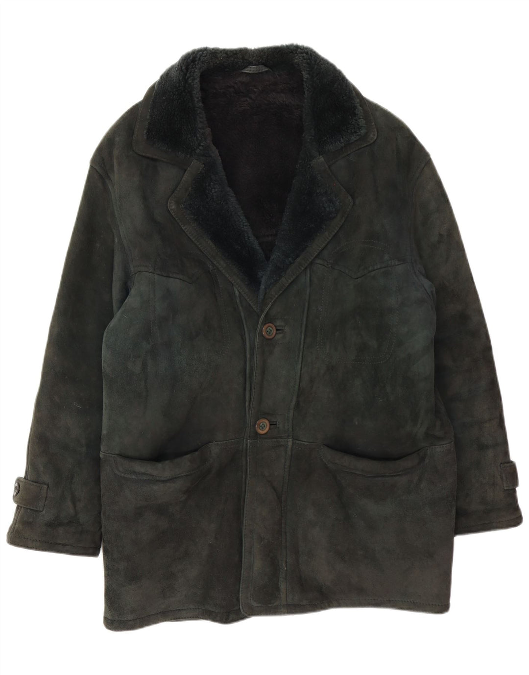 Vintage Herren Shearling Jacke IT 48 Mittelgrün