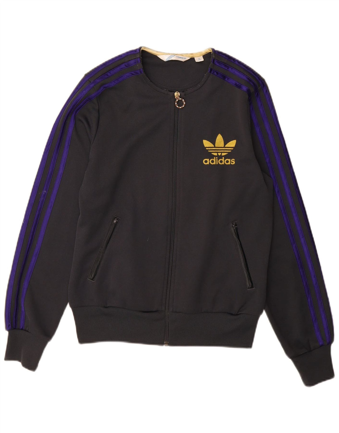 ADIDAS Mädchen-Trainingsanzugoberteil mit Grafik, 11–12 Jahre, schwarzes Polyester