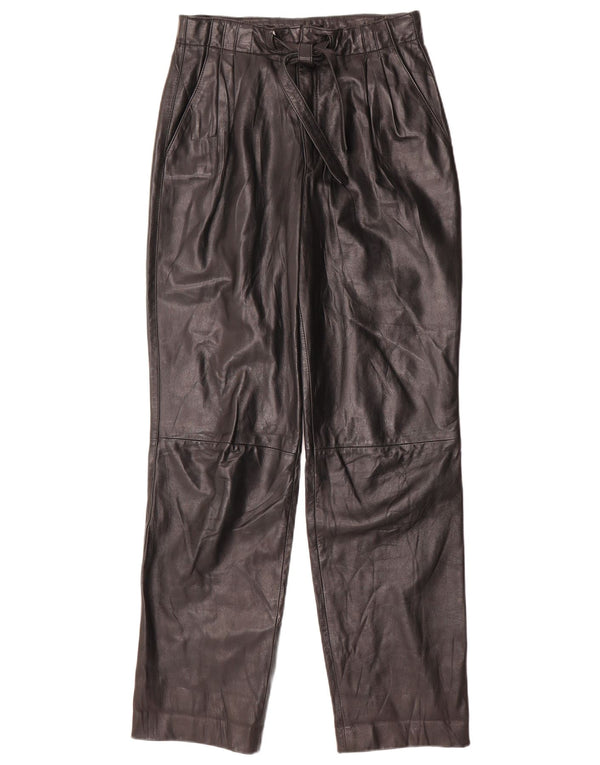 Vintage Damen Lederhose mit hoher Taille W26 L31 Schwarz