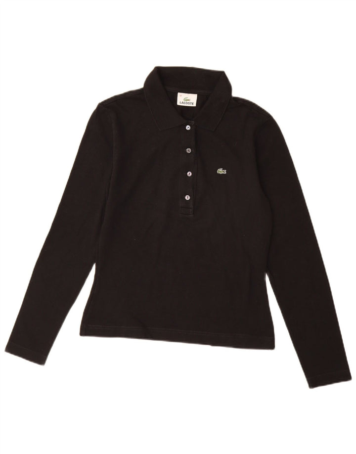Lacoste Damen Langarm-Poloshirt, Größe 40, mittelschwarz, Baumwolle