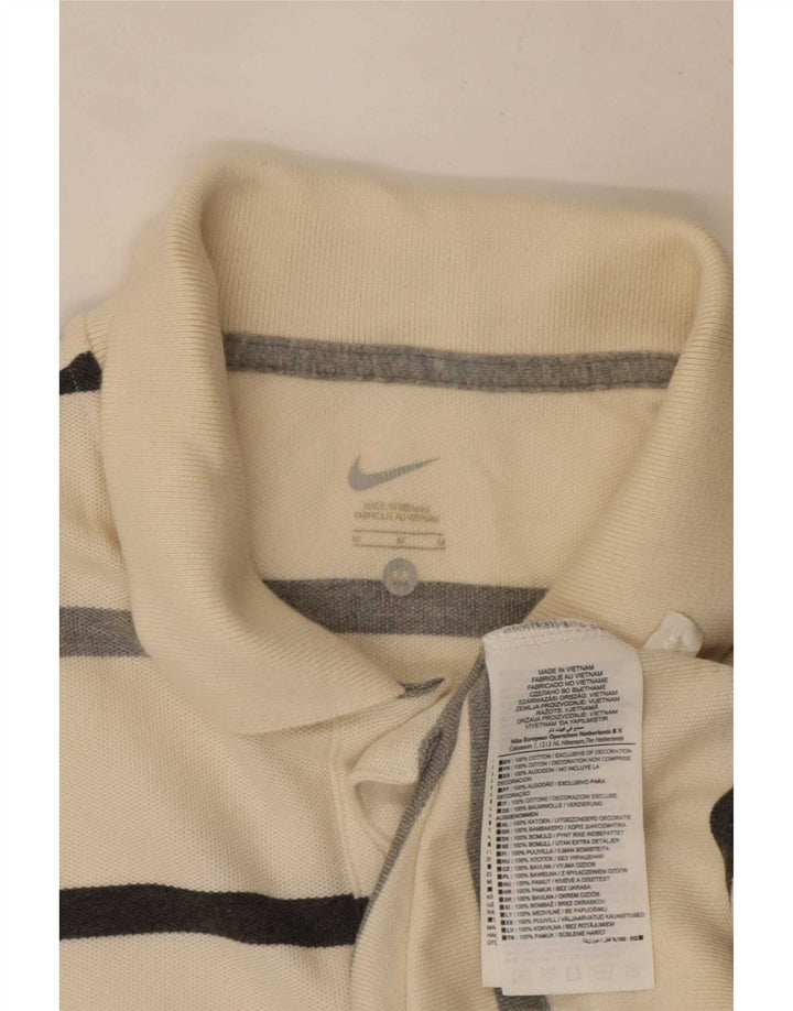 Nike Herren-Poloshirt aus mittelweißer, gestreifter Baumwolle