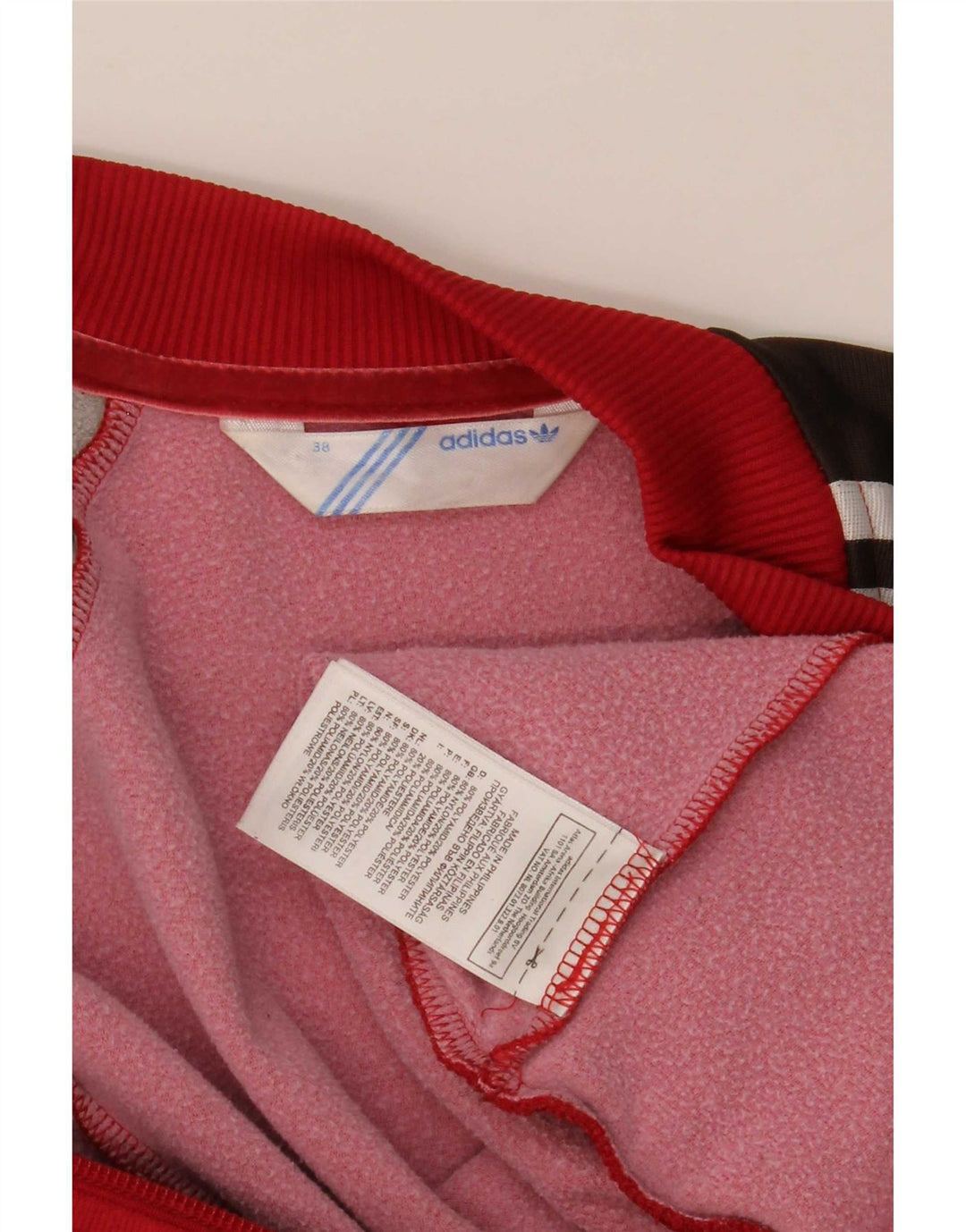 Adidas Damen Trainingsanzug Top Jacke IT 38 XS Rot Colourblock Polyamid