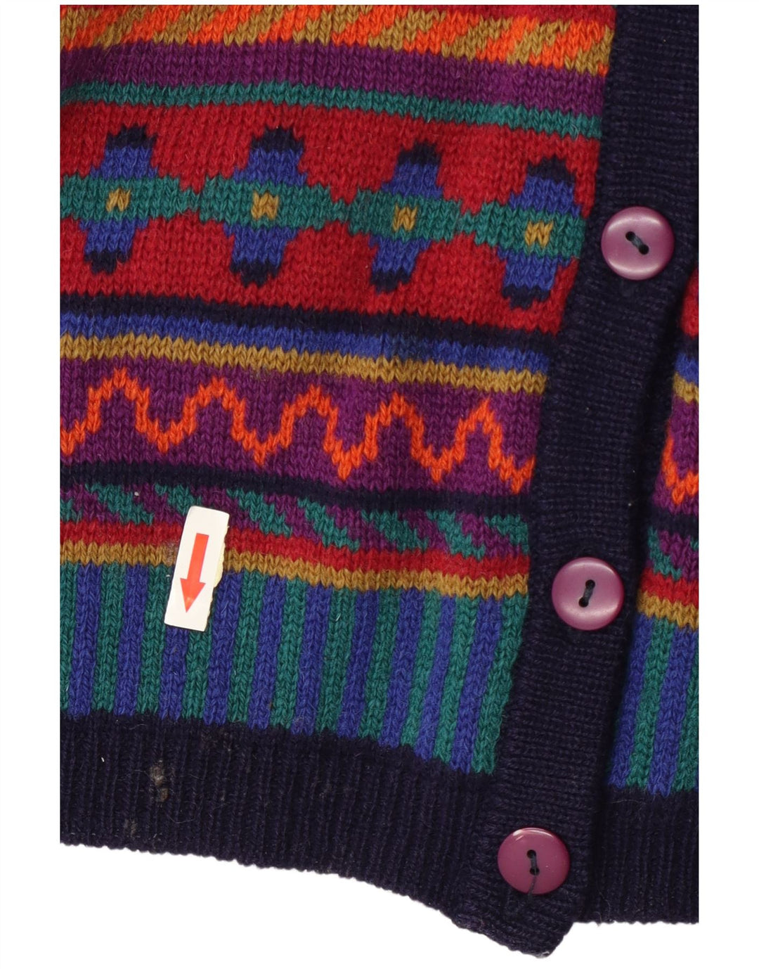 Tulchan Damen-Cardigan-Pullover UK 14 Medium Mehrfarbige geometrische Wolle