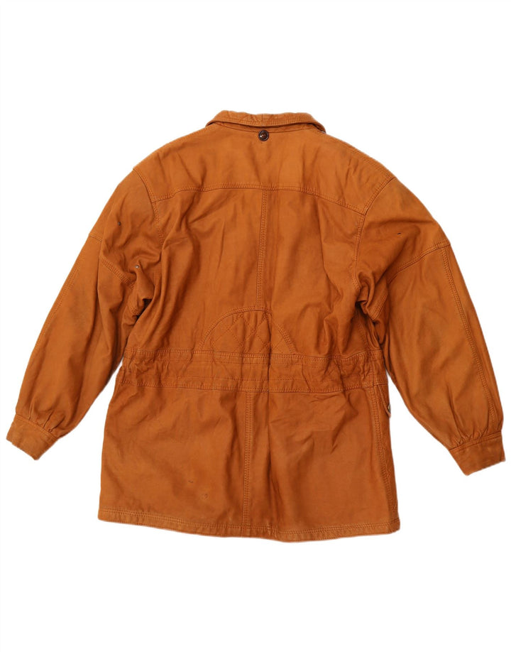 VINTAGE Damen Lederjacke UK 6 Großes braunes Leder