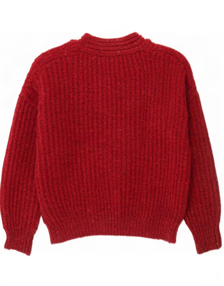 Giovanni Herren-Pullover mit V-Ausschnitt, mittlere weinrote gesprenkelte Wolle