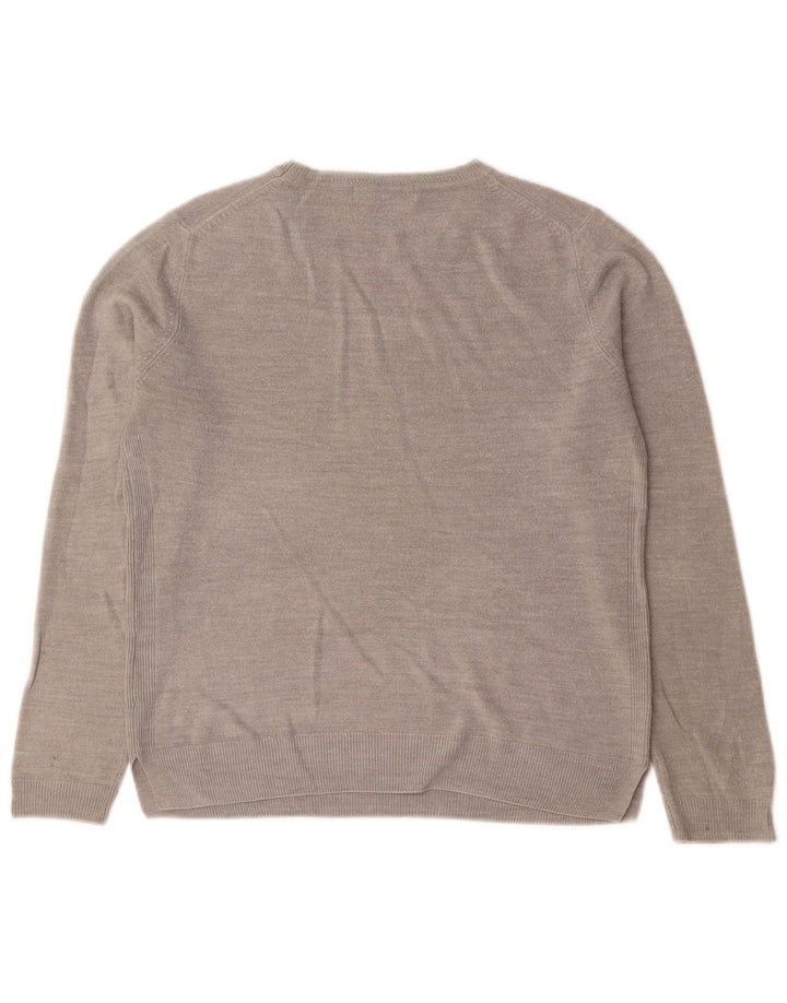 Marks & Spencer Damen-Pullover mit Rundhalsausschnitt, Gr. 14, Größe L, Grau, Acryl