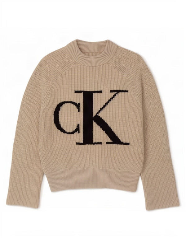 Calvin Klein Jeans Damen Loose Fit Rollkragenpullover Pullover UK 6 XS Beige