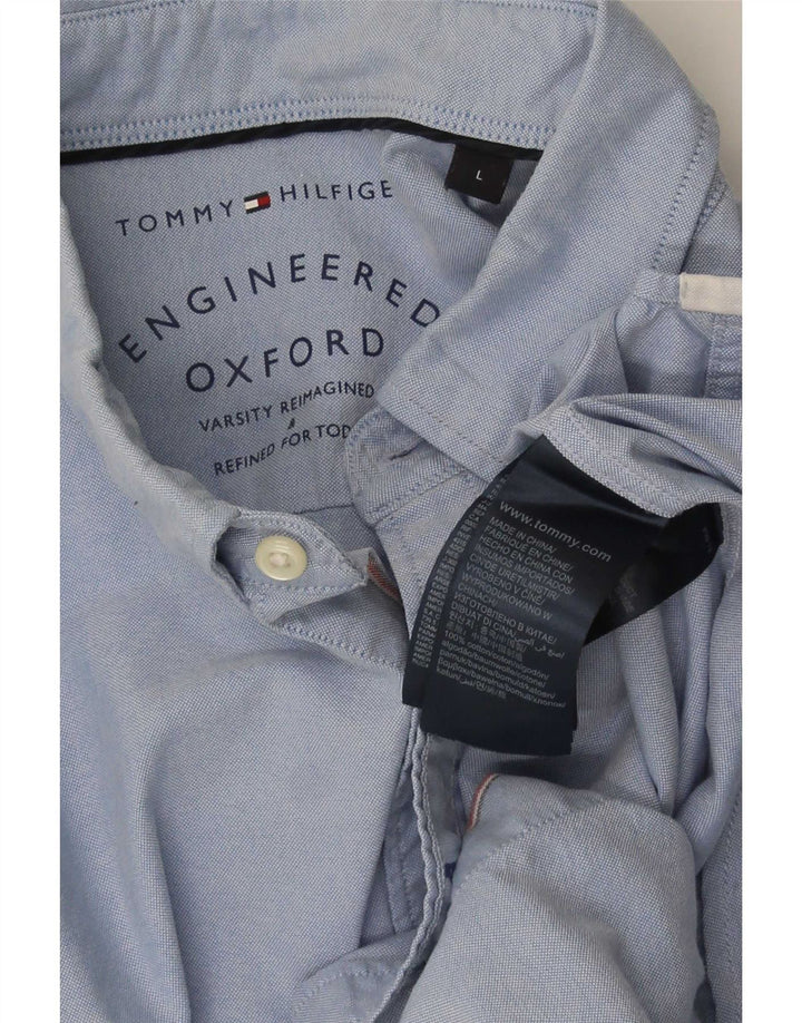 Tommy Hilfiger Herrenhemd, große blaue Baumwolle