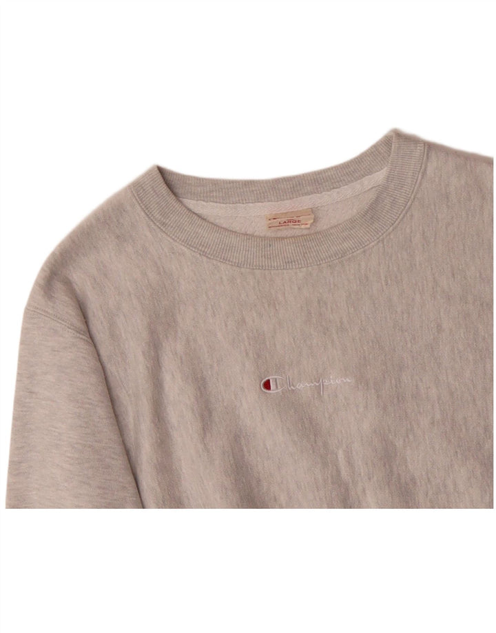 CHAMPION Herren-Sweatshirt-Pullover, große, grau gesprenkelte Baumwolle