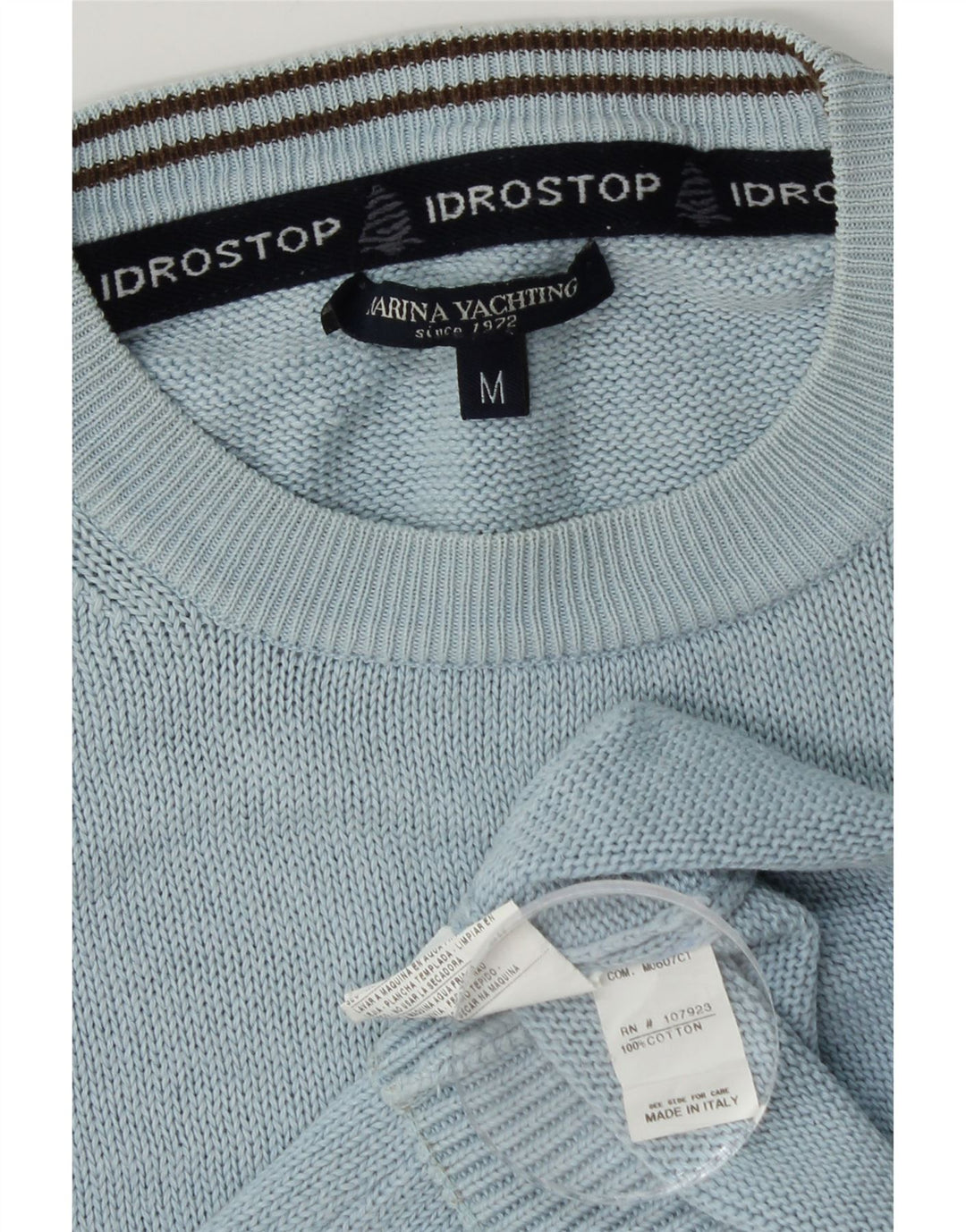 Marina Yachting Herren-Pullover mit Rundhalsausschnitt, mittelblaue Baumwolle