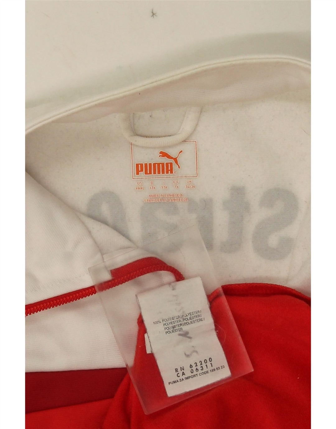 Puma Jungen Grafik-Trainingsanzug-Top-Jacke, 15–16 Jahre, rotes Farbblockdesign