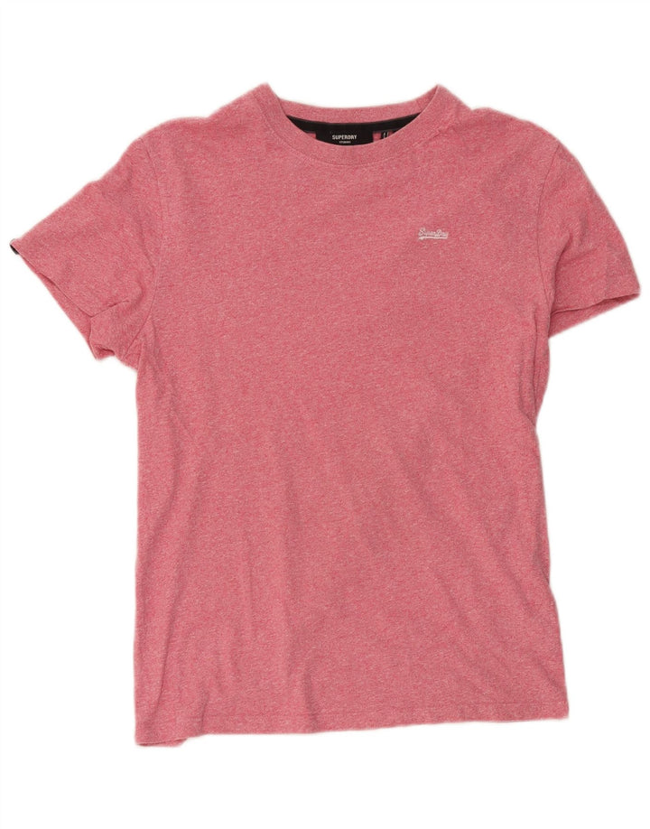 Superdry Herren T-Shirt-Oberteil aus mittelrosa gesprenkelter Baumwolle