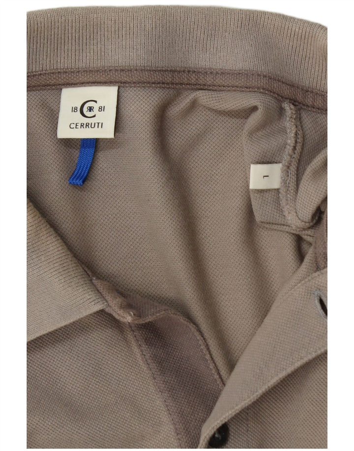 CERRUTI 1881 Herren-Poloshirt mit Grafik, groß, graue Baumwolle