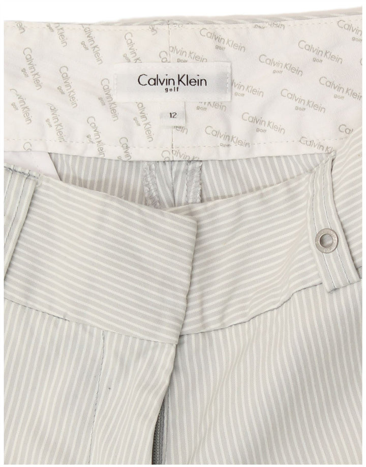 Calvin Klein Damen Golf-Cropped-Hose US 12 Medium W30 L23 Grau gestreift