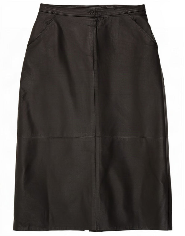 Vintage Womens Leather Skirt EU 40 Medium W28 Black
