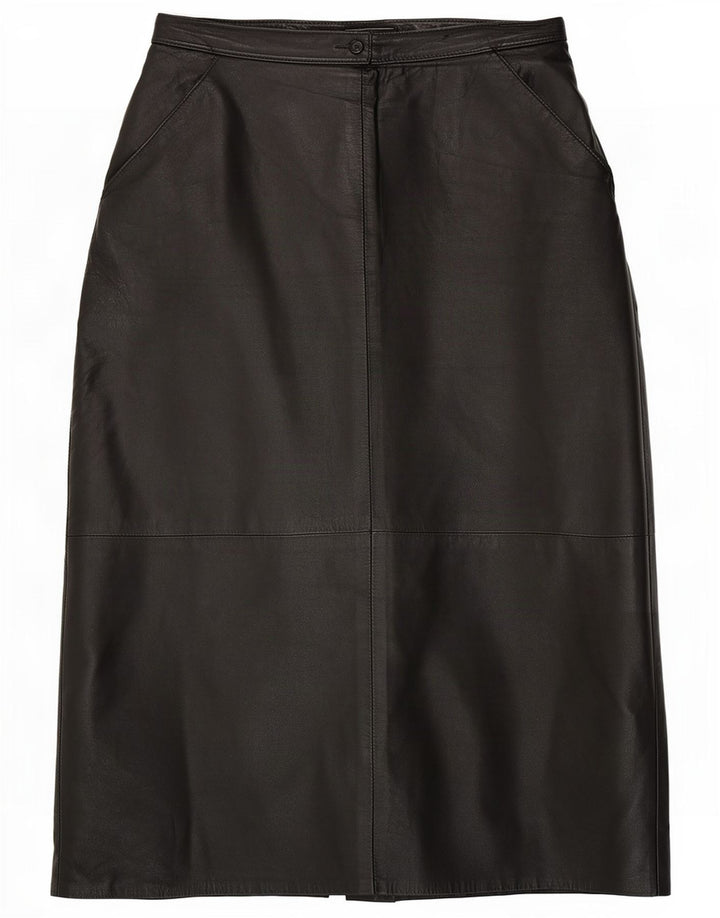 Vintage Damen Lederrock EU 40 Medium W28 Schwarz