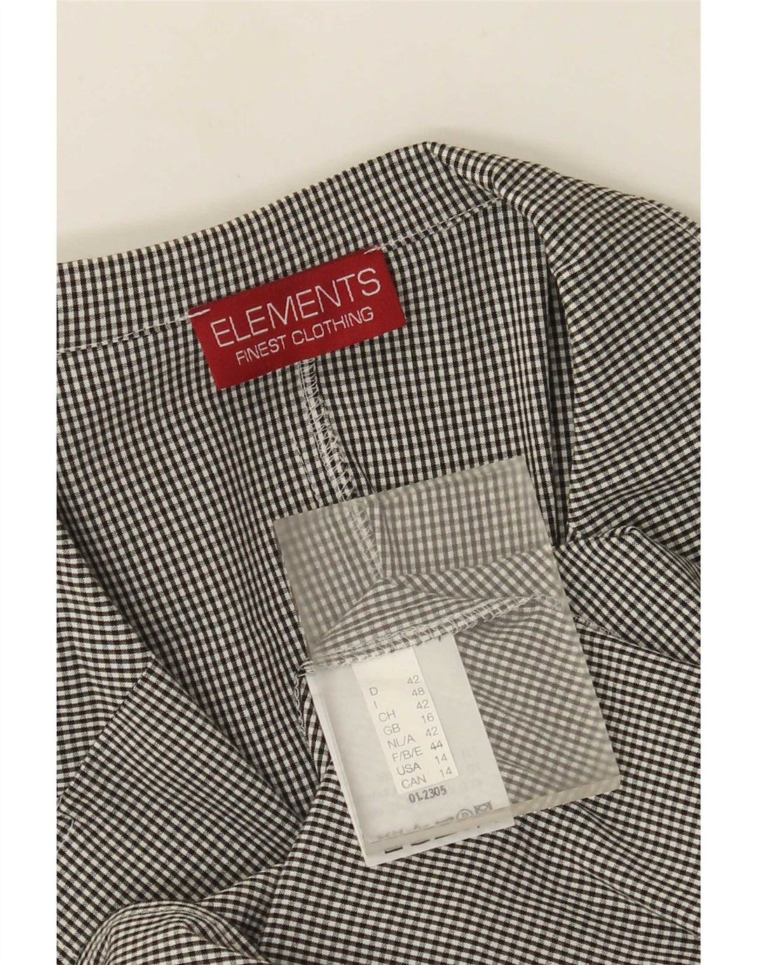Elements Damen-Hemd mit 3/4-Ärmeln, UK 16, Größe L, Schwarz, Gingham-Viskose